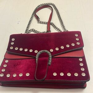 Red Velvet and rhinestone style purse